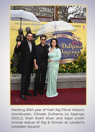Shah Rukh Khan and Kajol, today, unveiled a new bronze statue in Leicester Square
