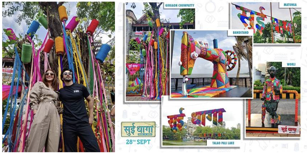 Anushka and Varun Yarn Bomb Iconic Mumbai Spot