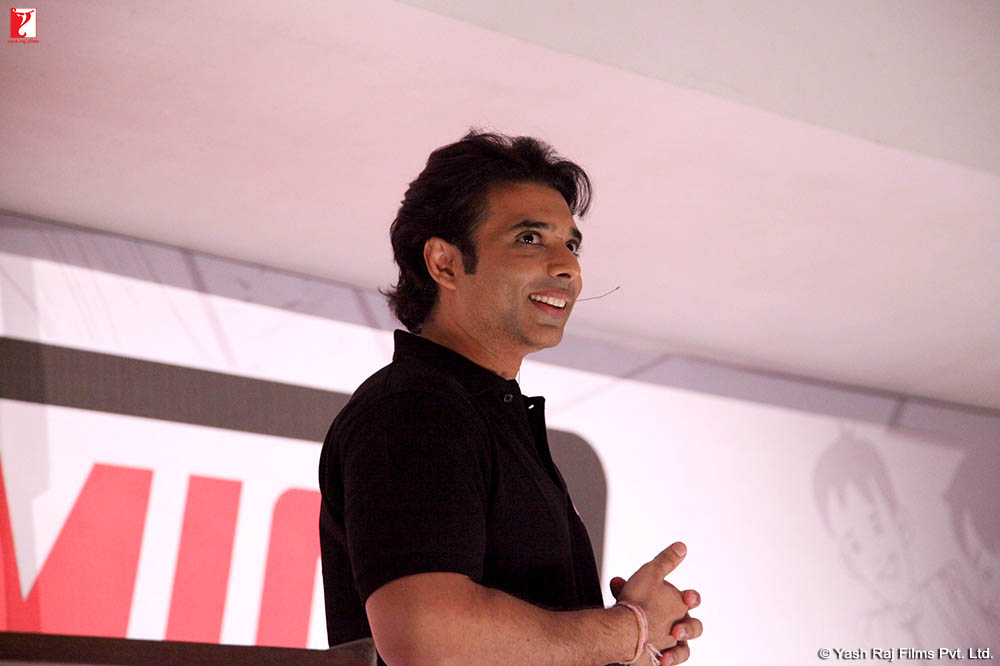 Uday Chopra briefing the press about YOMICS